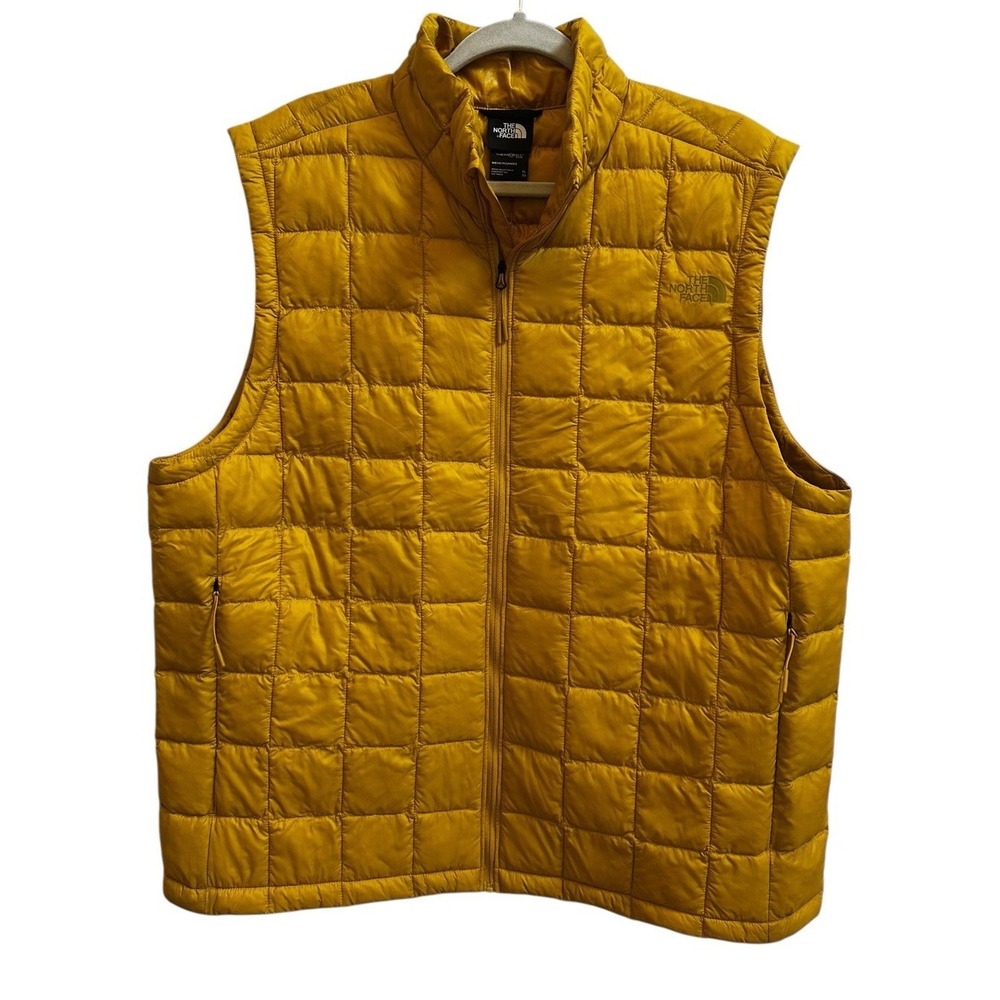 North Face Thermoball Eco 2.0 Vest Yellow‎  Puffer Mens Size XL Full Zip Front